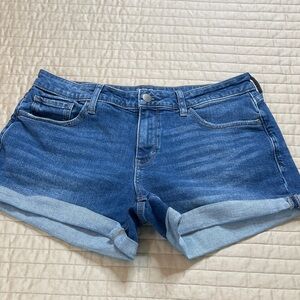 ANA MIDRISE SHORTY SHORTS SIZE 14 Classic Women's Denim Roll-Cuff Shorts - Blue